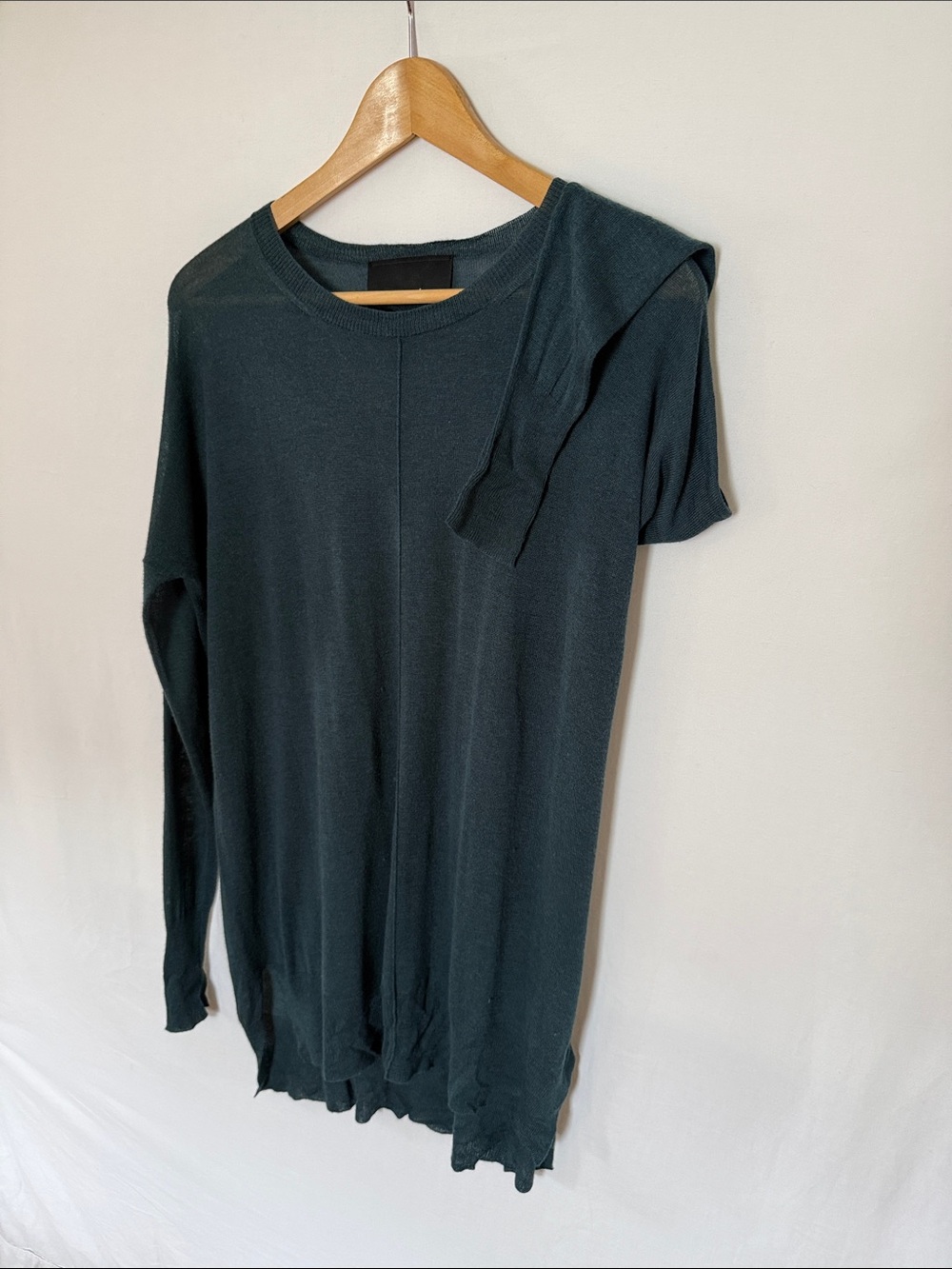 Line Knitwear  Lightweight Knit tunic top. Dark Green. Cashmere blend